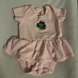 Charming Pink Bodysuit with Notre Dame Clover Design